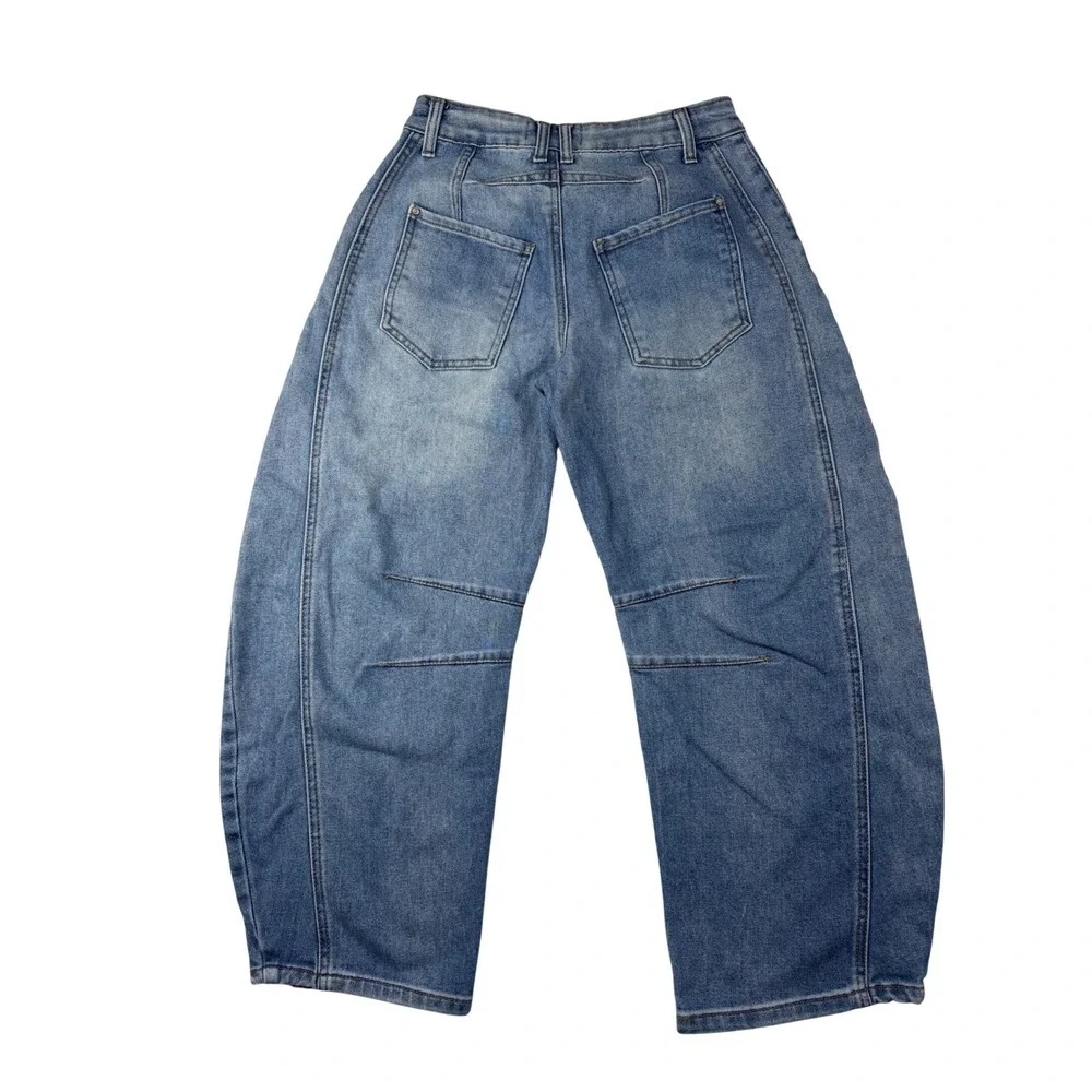 Telepatia Blue Medium Wash Wide Leg Barrel Balloon Jeans Size 1/25 High Rise